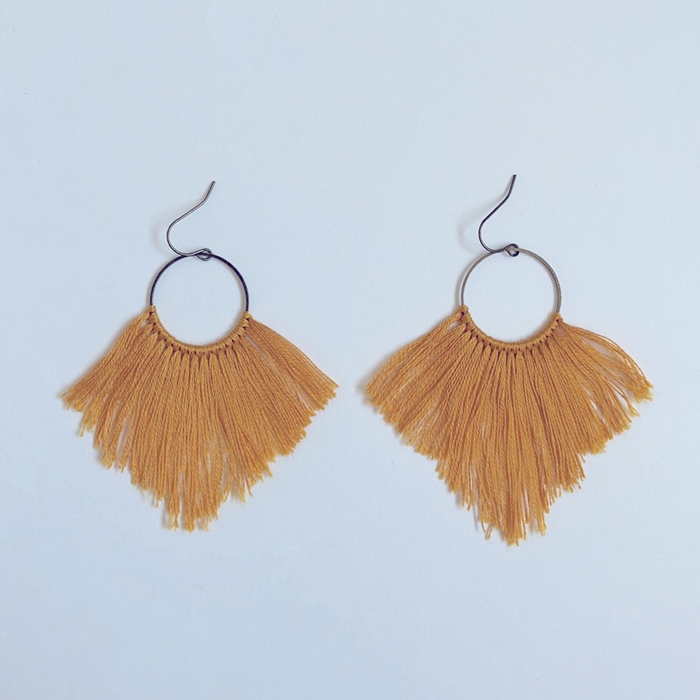 Handmade Mustard Tassel Earrings